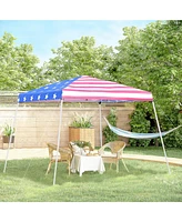 Simplie Fun Slant Leg Pop Up Canopy Tent with American Flag Roof