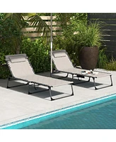 Streamdale Furniture Folding Chaise Lounges: 5-Level Recline, Padded Seat, Side Pocket & Headrest