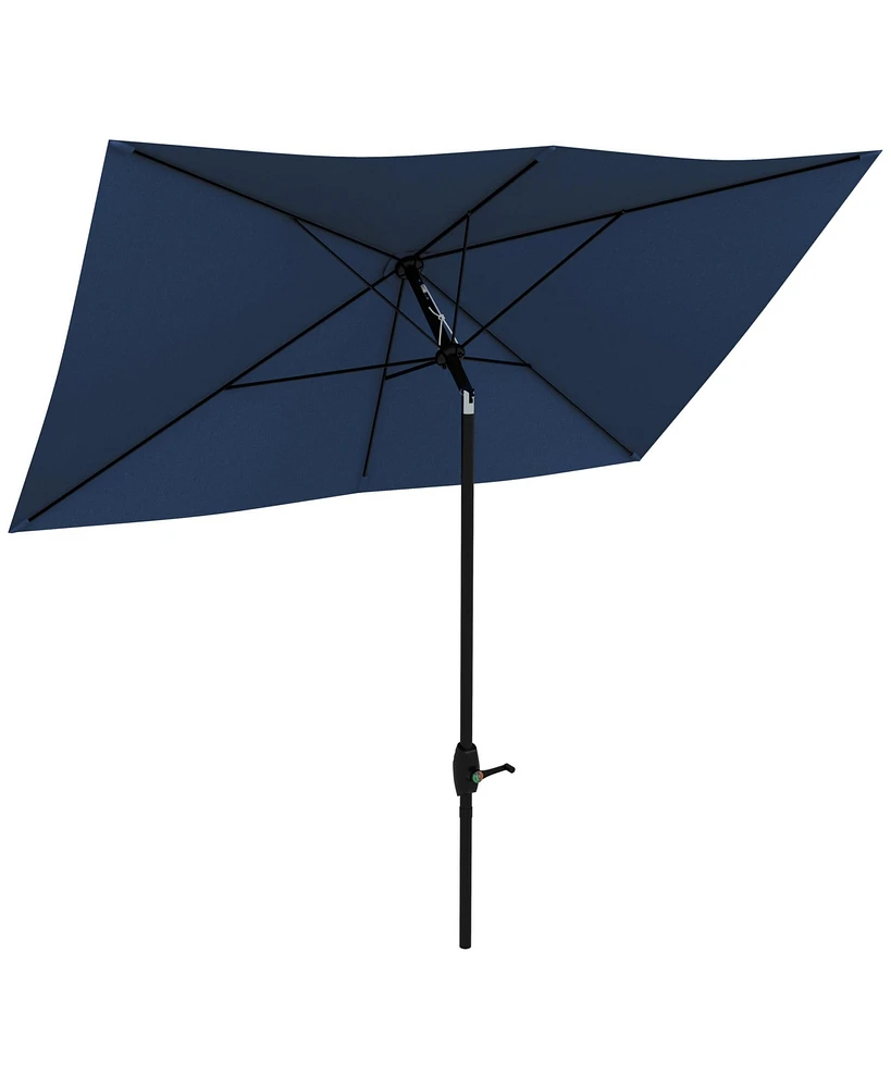 Simplie Fun Rectangular Market Umbrella for Patio, 6.5' x 10', Blue