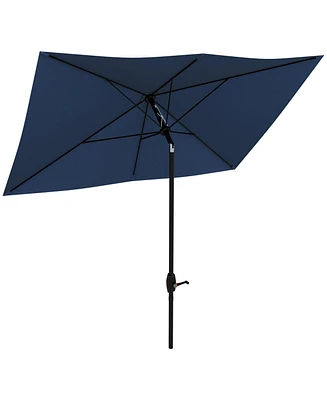 Simplie Fun Rectangular Market Umbrella for Patio, 6.5' x 10', Blue