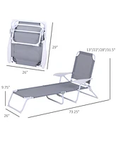 Folding Chaise Lounge with 4-Position Reclining Back, Armrests