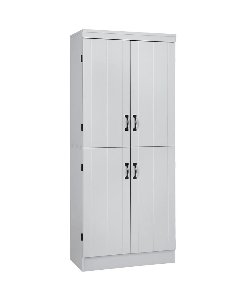 Simplie Fun 70" Pantry Cabinet with Adjustable Shelves and 4 Doors