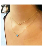 The Lovery Blue Topaz Single Bezel Necklace 14K Gold