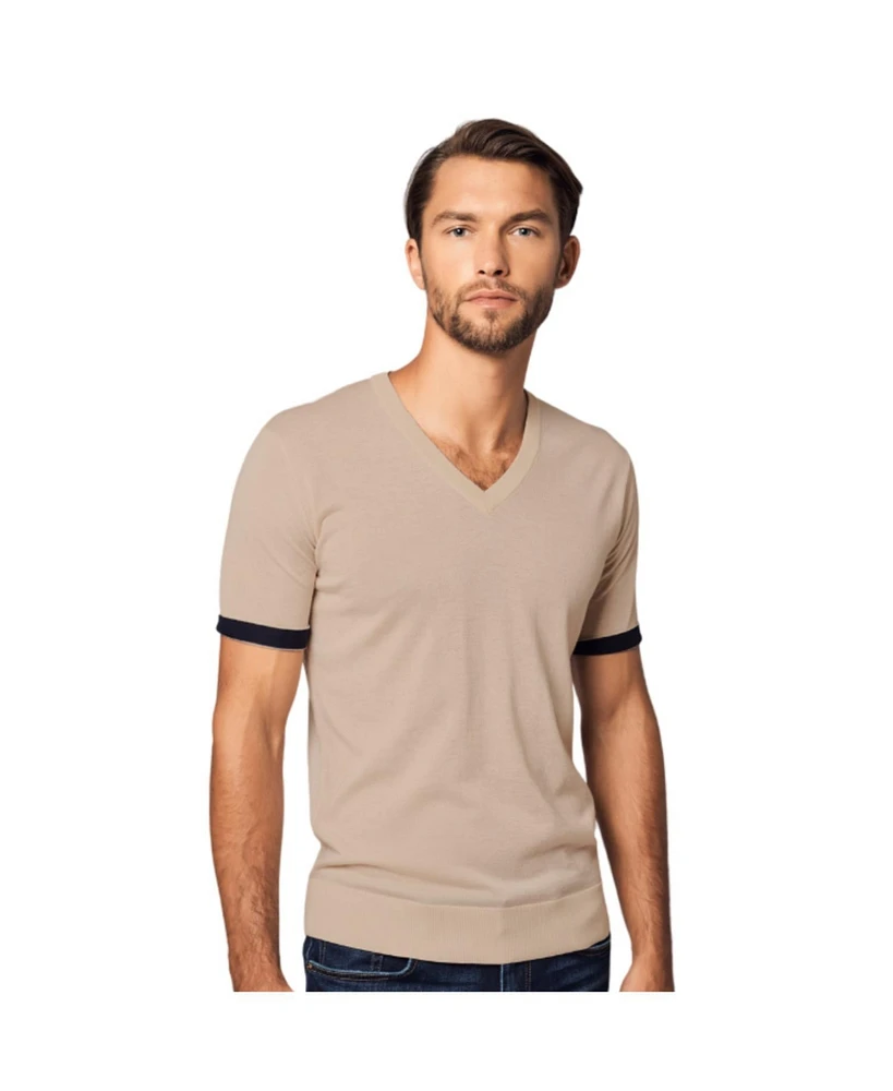 Bellemere New York Men's Striped Short-Sleeve Cashmere T-shirt