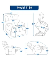 Mondawe Beige 23" Chenille Power Lift Recliner Chair with 8-Point Vibration Massage