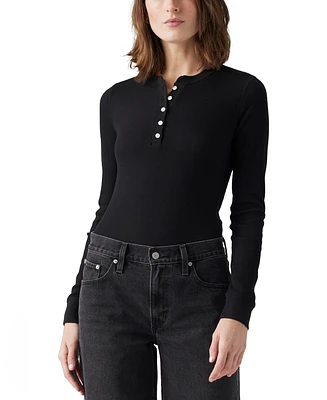 Levi's Women's Jakob Long Sleeve Waffle-Knit Henley Top