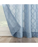 No. 918 Tina Geometric Clipped Semi-Sheer Rod Pocket Kitchen Curtain Valance and Tiers Set of 3, 54" x 36"