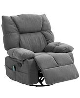 Homcom 8 Point Massage Recliner Chair with Heat Swivel Rocker, Dark Gray