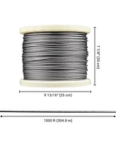 Yescom 1/8" T316 Stainless Steel Cable Wire Rope 7x7 Aircraft Strand Railing Decking Coil Reel 1000 Ft