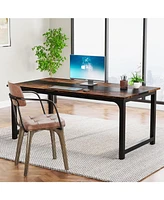 Tribesigns Modern Computer Desk, 63 x 31.5 inch Large Office Desk Computer Table Study Writing Desk Workstation for Home Office, Rustic/Black