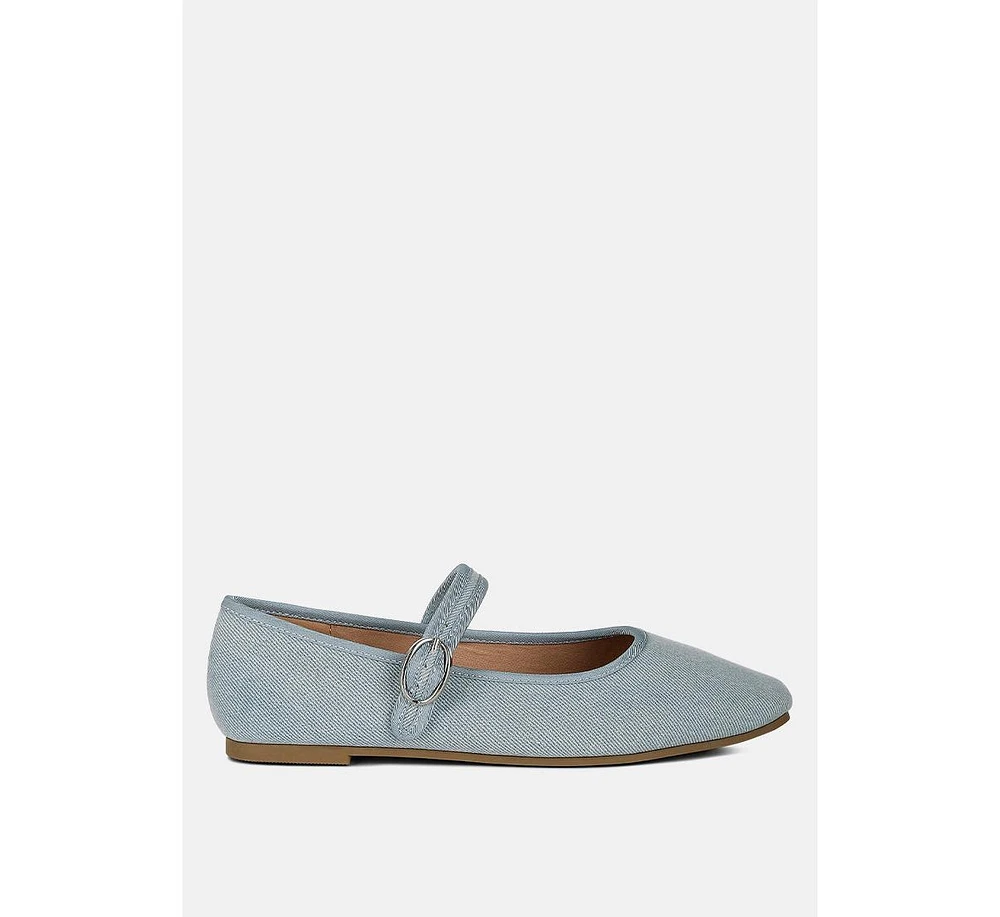 London Rag Iker classic denim pin buckle ballerinas