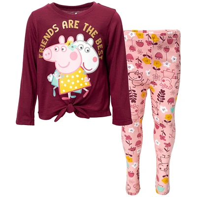 Peppa Pig Girls Pullover T-Shirt and Leggings Outfit Set