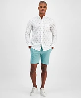 Club Room Men's Hound Dog Print Poplin Long-Sleeve Button-Down Shirt, Exclusively at Macy's