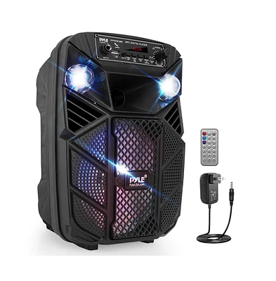 Pyle 8” Bluetooth Portable Pa Speaker with Party Lights, MP3/Usb/Fm Radio & Rechargeable Battery