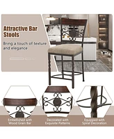 Sugift Set of 2 25 inches Bar Stools with Rust-proof Metal Frame and Soft Sponge Seat-Brown