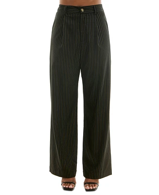 Alex & Sophia Women's Striped Wide-Leg Pleated Pants