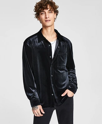 Tinsel Men's Velvet Long Sleeve Button-Front Shirt