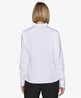 Karl Lagerfeld Paris Women's Button-Front Long-Sleeve Top