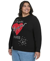 Karl Lagerfeld Paris Plus Beaded Heart Sweater, Created for Macy's