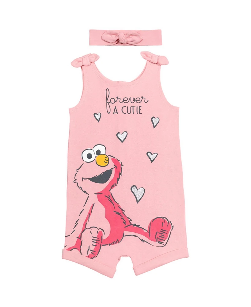 Sesame Street Toddler Girls Elmo Romper and Headband Newborn to