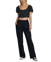 Rvca Juniors' Hudson Elasticized-Waist Wide-Leg Pants