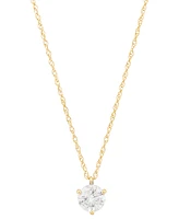 Diamond Solitaire Three Prong Pendant 18" Necklace (1/2 ct. t.w.) in 14k Gold