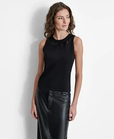 Dkny Women's Embellished-Neck Sleeveless Sweater