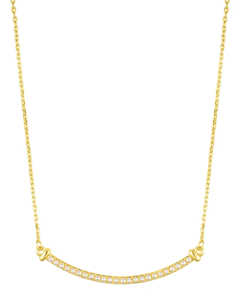 Adornia Gold Adjustable Faux Cultivated Pearl Curved Bar Necklace