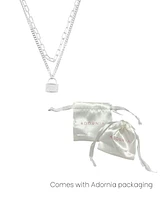Adorni Adjustable Crystal Layered Chain Lock Necklace