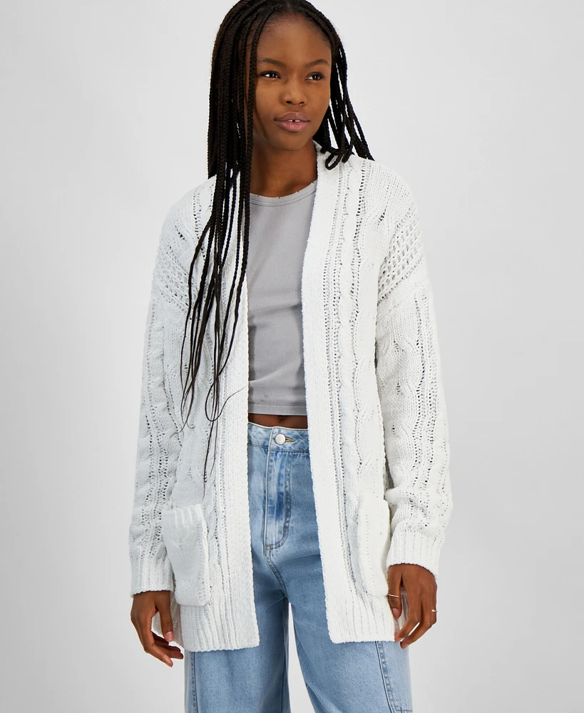 Hooked Up by Iot Juniors' Cable Cardigan