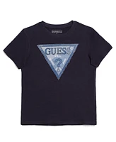 Guess Big Boy Short Sleeve Denim Triangle Logo T-Shirt