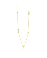 Genevive Classy Sterling Silver with Gold Plating and Genuine Freshwater Pearl Station Necklace