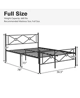 Gymax Queen Metal Platform Bed Frame w/ Headboard Mattress Foundation Black