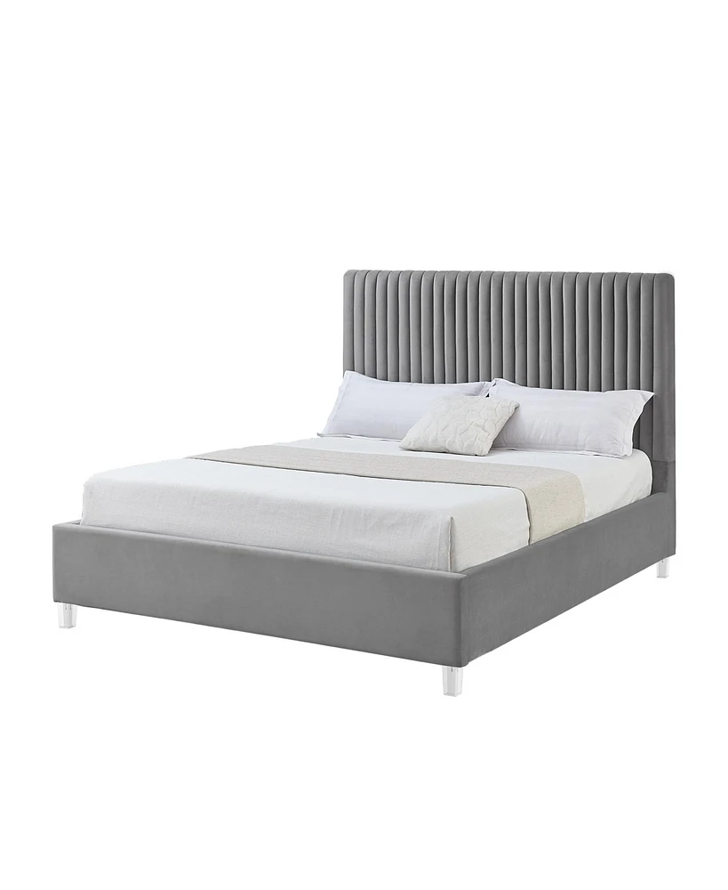 Inspired Home Catelyn Velvet Platform Bed King