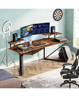 Tribesigns Computer Desk, 70.9" Large Home Office Desk with Monitor Stand, Modern Wing