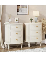 Tribesigns Nightstand with 3 Drawers, Oval Bed Side Table for Bedroom, Fully Assembled, Modern Night Stand with Storage, Wooden Side End Table with So