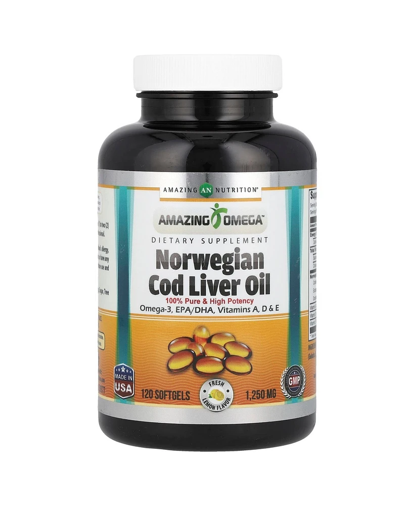 Amazing Nutrition Norwegian Cod Liver Oil Lemon 1 250 mg