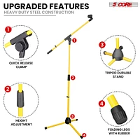 5 Core Tripod Mic Stand Floor Adjustable 18 to 72 Inches Sturdy Boom Arm Holder Microphone Stands Pedestal Para Microfono for Singing Ms 080 Ylw