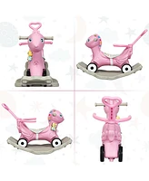 Gymax Baby Rocking Horse 4 in 1 Kids Ride On Toy Push Car w/ Music