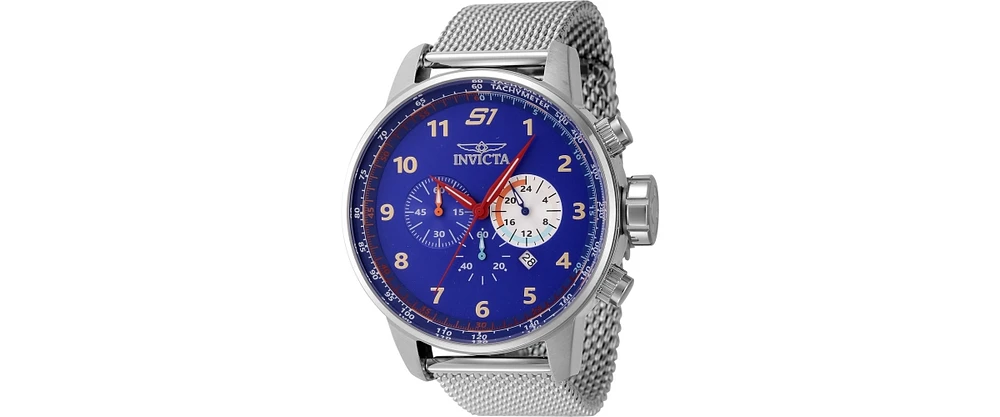 Invicta Men's 44946 S1 Rally Quartz Chronograph Blue, Antique Silver Dial Watch