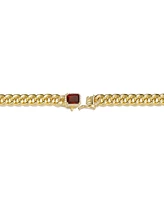 Rachel Glauber 14k Gold Plated with Colored Cubic Zirconia Halo Cluster Curb Chain Bracelet