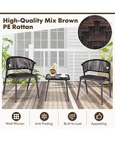 Vebreda 3 Pieces Patio Rattan Furniture Set for Backyard Poolside-Brown and Black