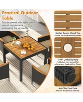 Vebreda 5 Pieces Patio Dining Table Set for 4 with Umbrella Hole
