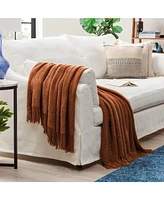 Chanasya Premium Round Pearl Knit Throw Blanket with Tassels - Soft, Cozy for Couch, Bed, Living Room 50" x 65” Yellow