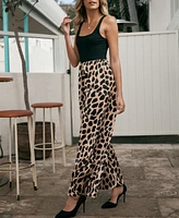 Cupshe Women's Black Square Neck Tank & Leopard Wide Leg Jumpsuit