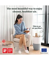 Dupray Bloom Air Purifier, Smart Hepa-13 Medical-Grade Filtration, Large Rooms (1,517 Sq. Ft.) with Walnut Accent Table