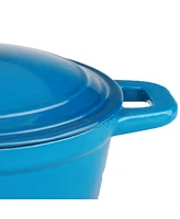 BergHOFF Neo 5pc Cast Iron Cookware Set with Slotted Steak Press, Blue