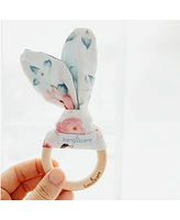 Kanga Care Baby Boys Muslin Crinkle Bunny Ear Wood Teething Ring