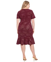 London Times Plus Size Side-Twist Flounce-Hem Sheath Dress