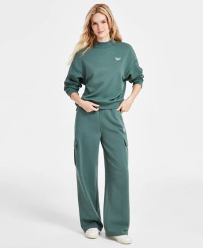 Reebok Womens Fleece Crewneck Sweatshirt Cargo Fleece Sweatpants